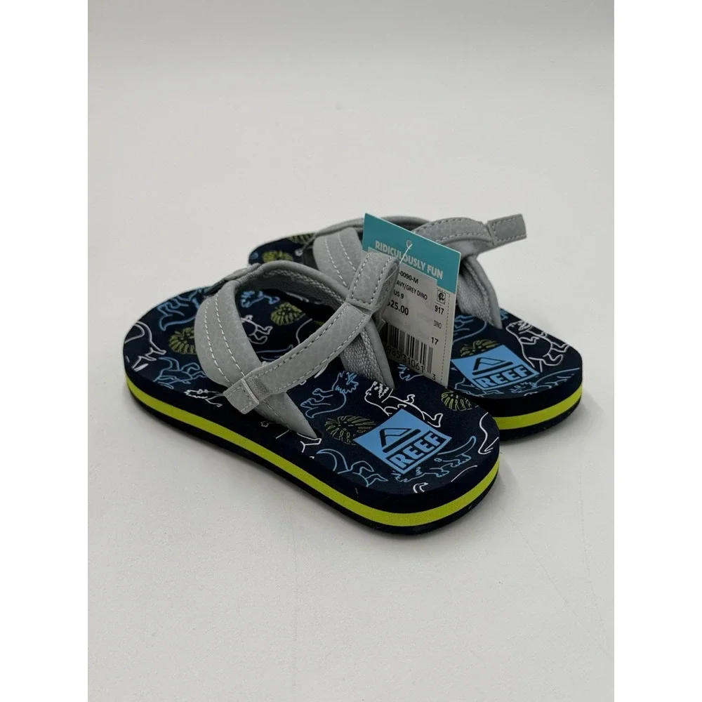 Reef Toddler Little Ahi Water Friendly Dino Flip Flop Boys Girls Size 9 New